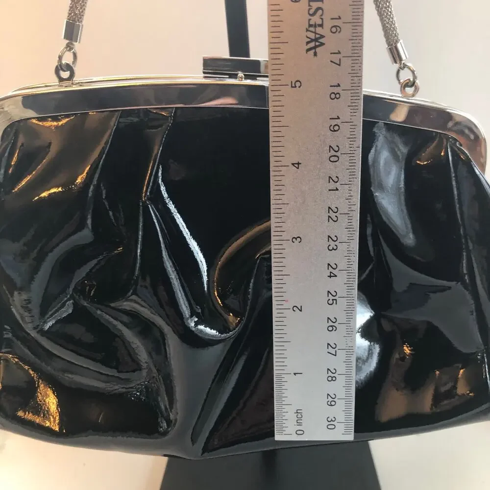 Kenneth Cole Patent Leather Silver-Tone Purse